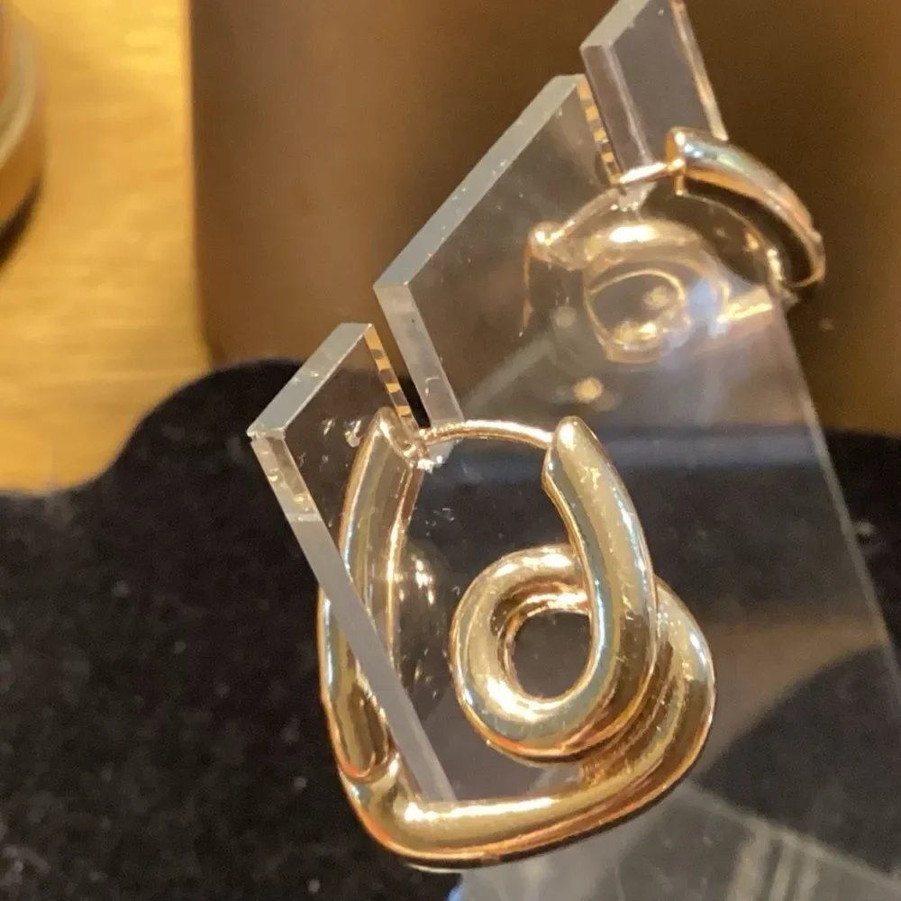 Gold Tone Abstract Loop Hoop Earrings